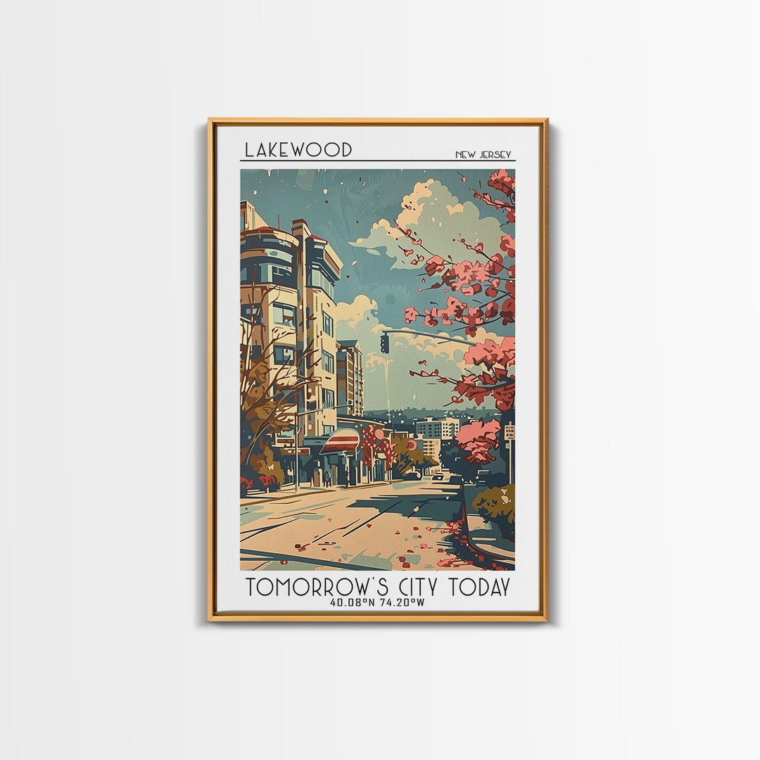 Lakewood New Jersey Travel Poster, Framed Canvas Print, Retro Wall Art, Travel Print, Vintage Travel Art, Poster Art, Fine Art Print
