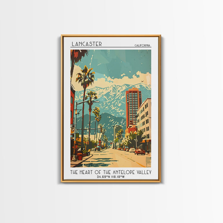 Lancaster California Travel Poster, Framed Canvas Print, Poster Print, Travel Wall Art, Travel Decor, Travel Print, Gallery Wall Set