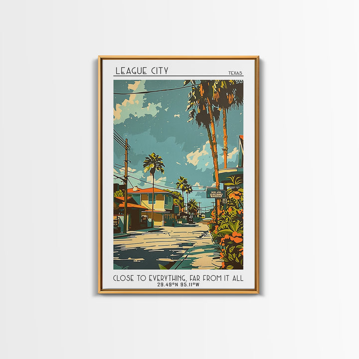League City Texas Travel Poster, Canvas Print, Travel Wall Decor, Minimalist Poster, Gallery Wall Set, Travel Wall Art, Travel Decor
