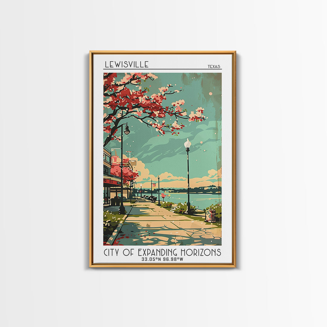 Lewisville Texas Travel Poster, Canvas Print, City Travel Poster, Vintage City Poster, Retro Wall Art, Vintage Poster, City Wall Art