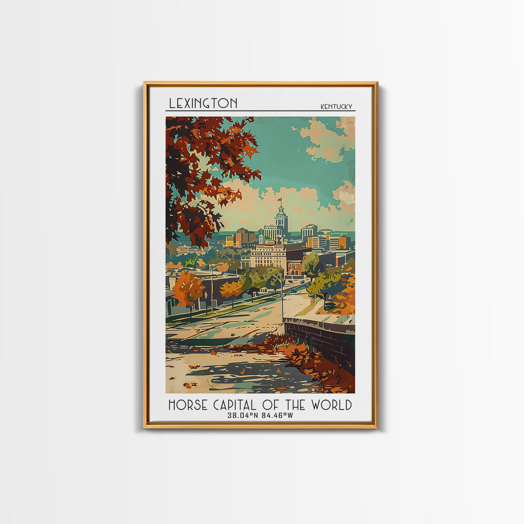 Lexington Travel Poster, Framed Canvas Print, Vintage Travel Print, City Wall Art, Minimalist Poster, Travel Posters, Fine Art Print