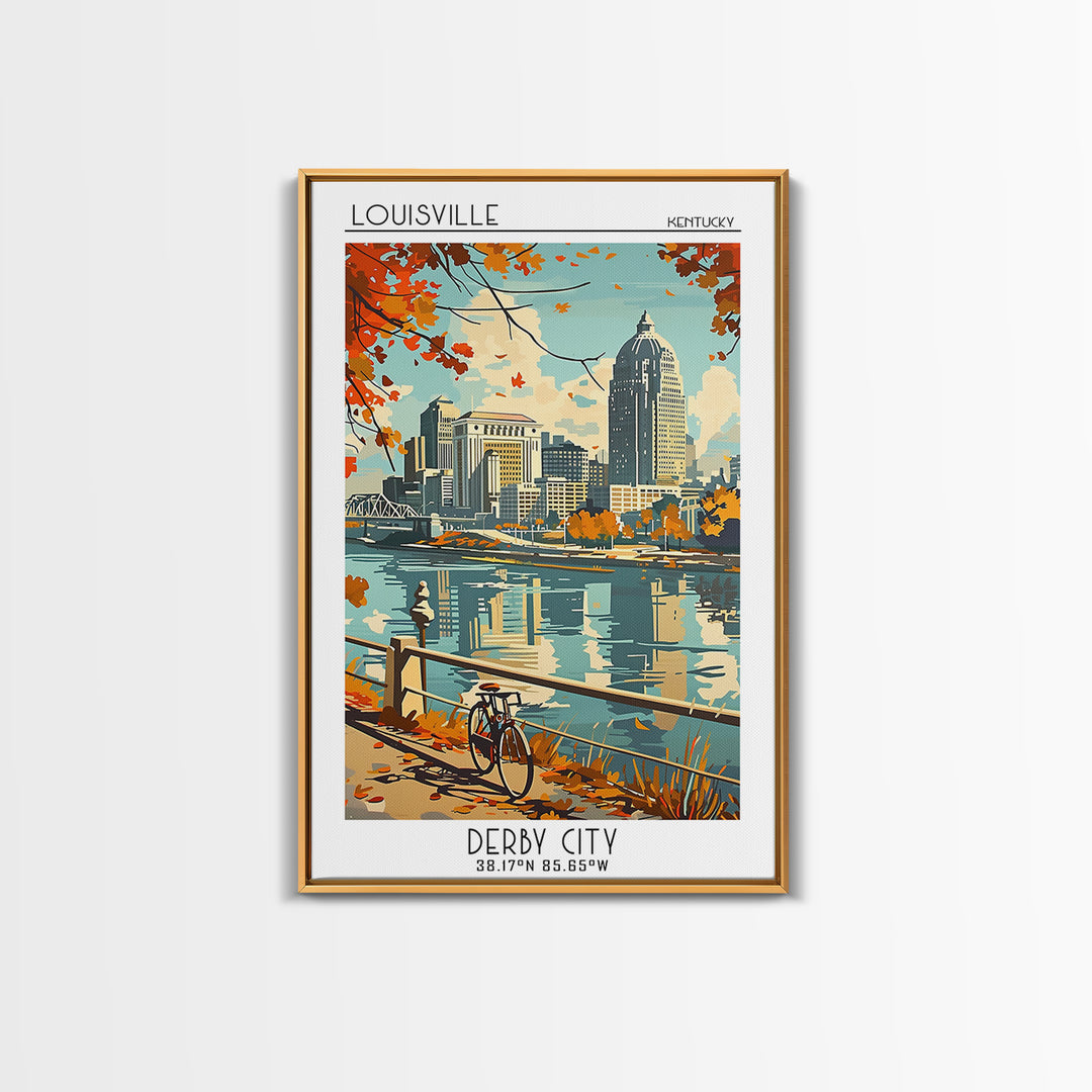 Louisville Kentucky Travel Poster, Framed Canvas Print, City Travel Poster, Travel Wall Decor, Living Room Wall Art, Wanderlust Gift