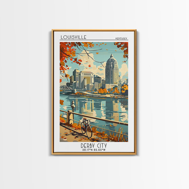 Louisville Kentucky Travel Poster, Framed Canvas Print, City Travel Poster, Travel Wall Decor, Living Room Wall Art, Wanderlust Gift