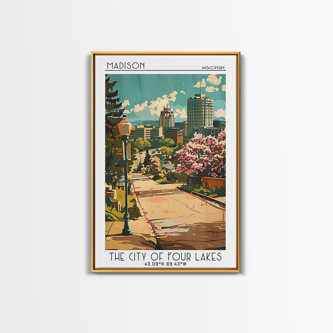 Madison Wisconsin Travel Poster, Canvas Print, City Travel Poster, Travel Wall Art, Vintage Poster, Travel Posters, Gallery Wall Set