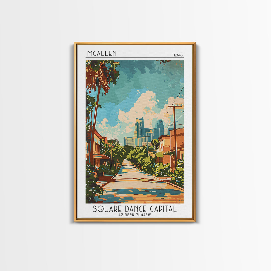 McAllen Travel Poster, Framed Canvas Print, City Travel Poster, Travel Wall Decor, Travel Posters, Retro Travel Poster, Poster Print