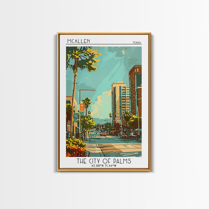 McAllen Texas Travel Poster, Framed Canvas Print, Poster Print, Travel Wall Art, Vintage Posters, Retro Wall Art, Vintage Travel Art