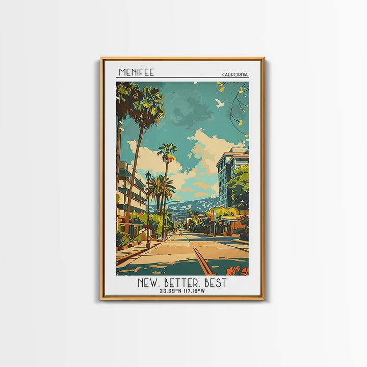 Menifee California Travel Poster, Canvas Print, City Travel Poster, Travel Wall Decor, Art Print, Poster Print, Mid Century Wall Art
