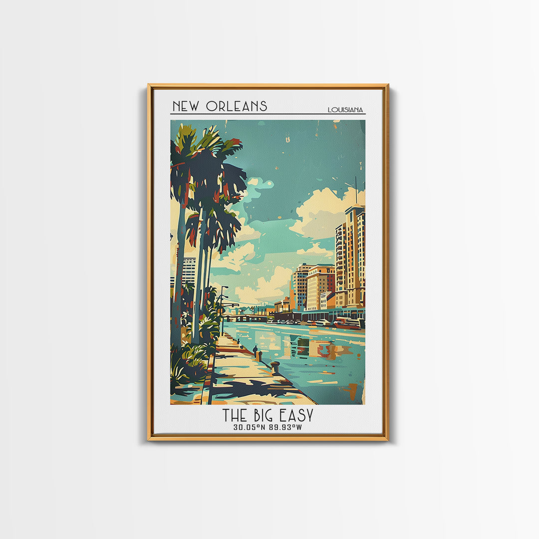 New Orleans Travel Poster, Framed Canvas Print, Vintage Travel Print, City Wall Art, Landscape Art, City Art Print, Travel Art Print