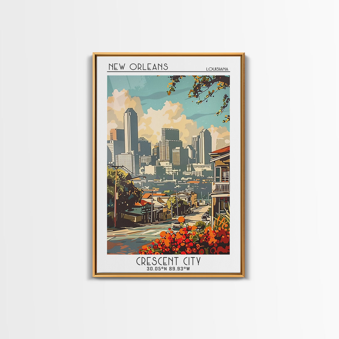 New Orleans Louisiana Travel Poster, Framed Canvas Print, Poster Print, Travel Wall Art, Travel Wall Decor, Home Decor, Travel Decor