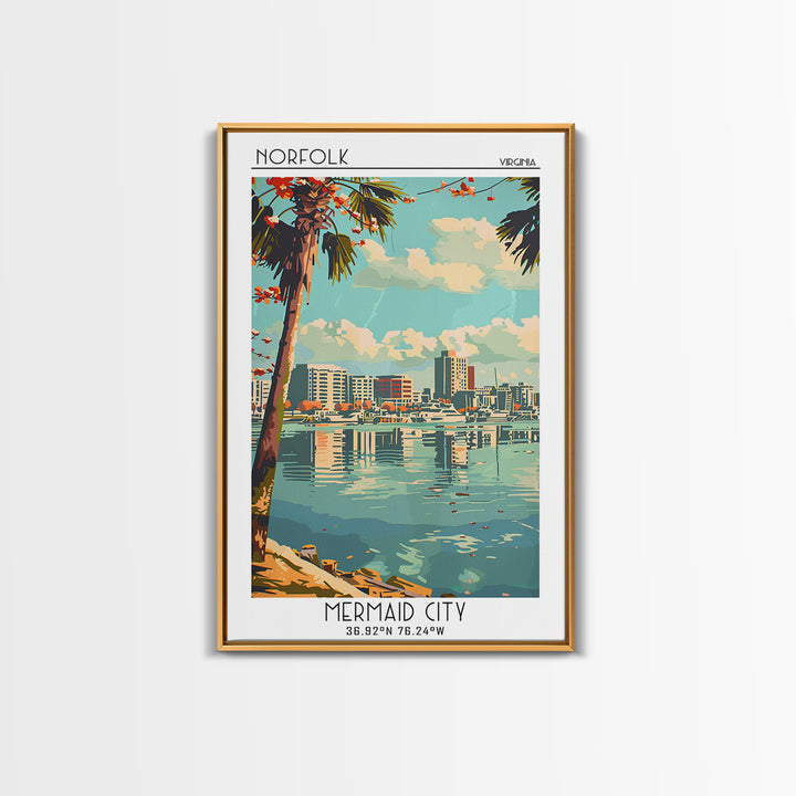 Norfolk Virginia Travel Poster, Canvas Print, City Travel Poster, Travel Wall Art, Home Decor, Wall Art, Travel Prints, Travel Print