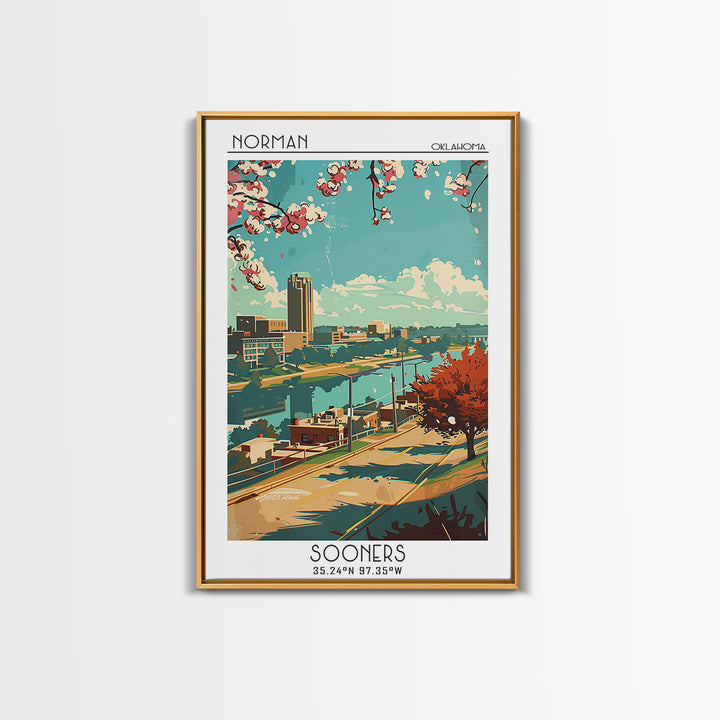 Norman Travel Poster, Framed Canvas Print, City Travel Poster, Travel Wall Art, Travel Prints, City Wall Art, Travel Print, Wall Art