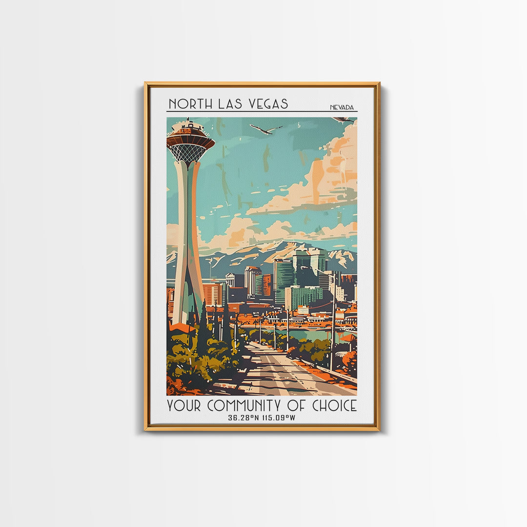 North Las Vegas Travel Poster, Canvas Print, Travel Wall Art, City Wall Art, Living Room Wall Art, City Art Print, Colorful Wall Art