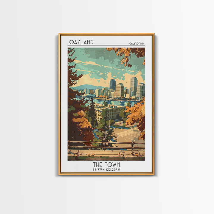Oakland Travel Poster, Framed Canvas Print, Retro Wall Art, Travel Print, Wall Art, Fine Art Print, Retro Travel Print, Travel Decor