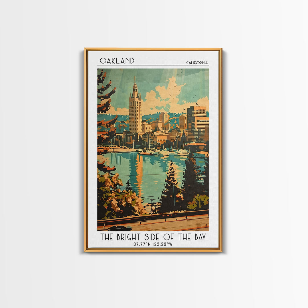 Oakland California Travel Poster, Canvas Print, Travel Art Print, Modern Wall Decor, Retro Wall Art, Mid Century Wall Art, Art Print