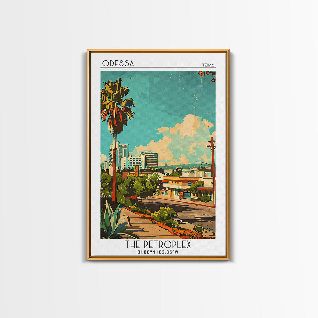 Odessa Travel Poster, Framed Canvas Print, City Travel Poster, Travel Wall Art, Wall Art, Mid Century Wall Art, Living Room Wall Art