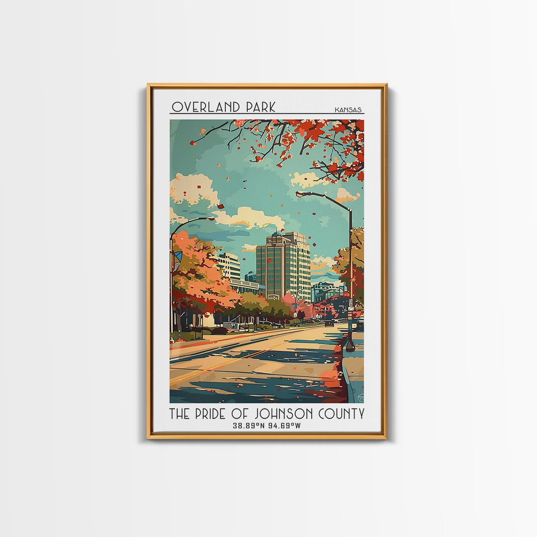 Overland Park Travel Poster, Canvas Print, Travel Wall Art, City Wall Art, Poster Art, Modern Wall Decor, Home Decor, Retro Wall Art