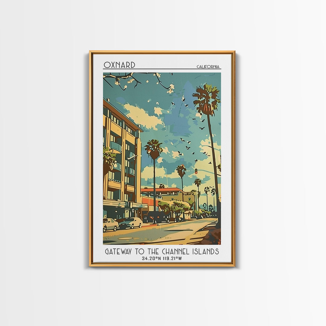 Oxnard California Travel Poster, Framed Canvas Print, Vintage Travel Print, City Wall Art, Art Print, Fine Art Print, Vintage Travel