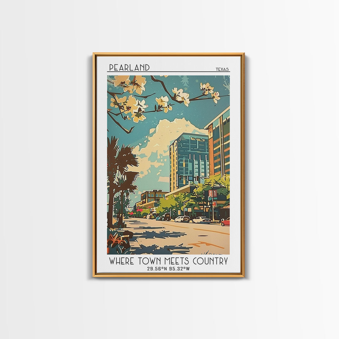 Pearland Travel Poster, Framed Canvas Print, Poster Print, Travel Wall Art, Vintage Posters, Vintage Travel Print, City Illustration