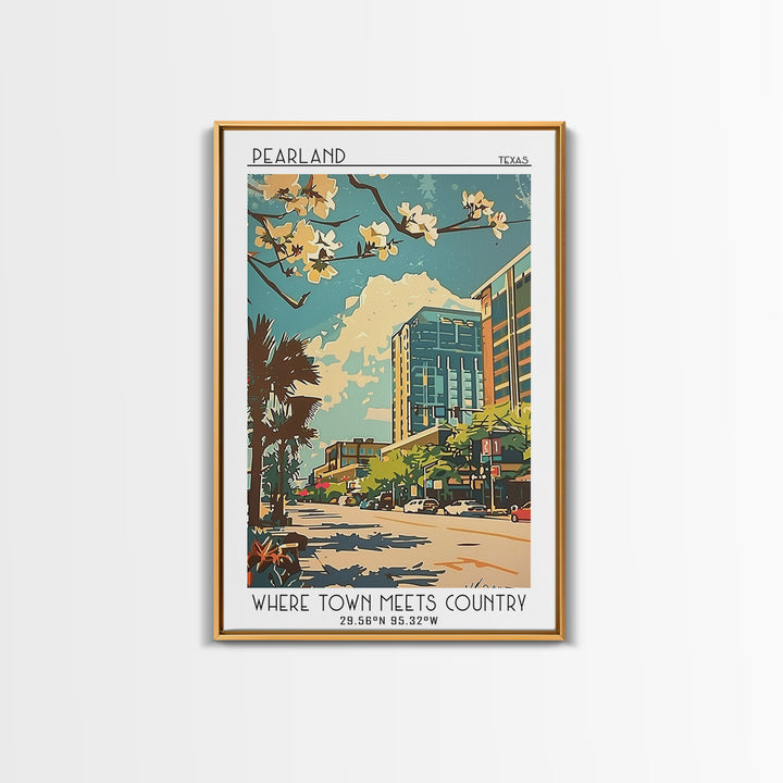 Pearland Travel Poster, Framed Canvas Print, Poster Print, Travel Wall Art, Vintage Posters, Vintage Travel Print, City Illustration