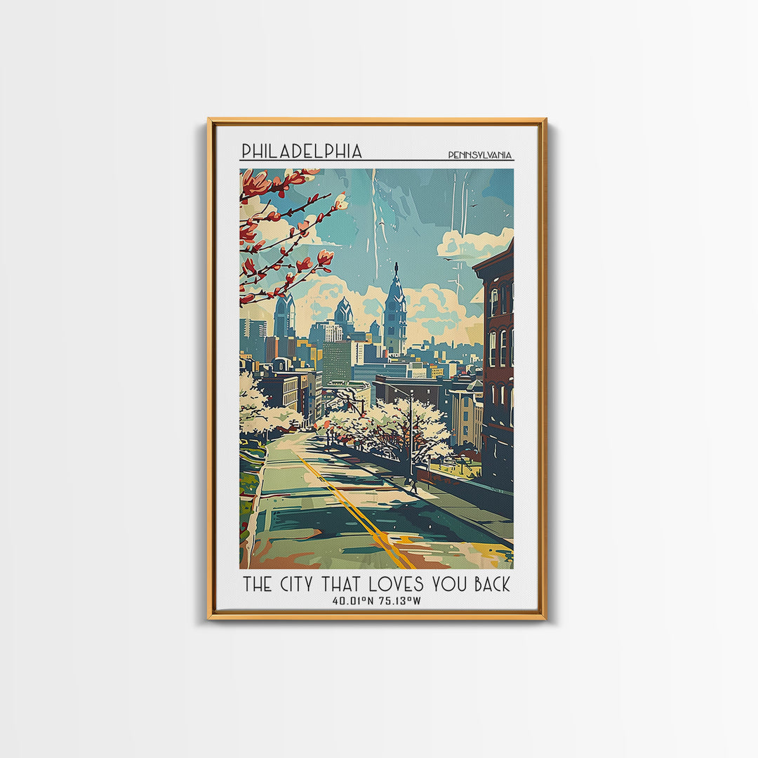 Philadelphia Travel Poster, Canvas Print, City Travel Poster, Vintage City Poster, Travel Prints, Mid Century Wall Art, Poster Print