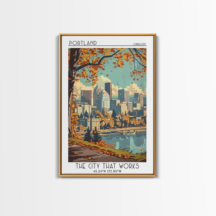 Portland Oregon Travel Poster, Canvas Print, City Travel Poster, Travel Wall Art, Poster Print, City Illustration, Travel Wall Decor