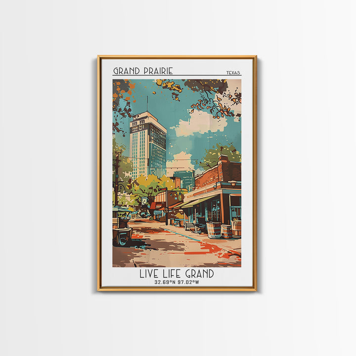 Grand Prairie Travel Poster, Canvas Print, Retro Travel Poster, City Wall Art, Poster Art, Travel Prints, Home Decor, City Art Print