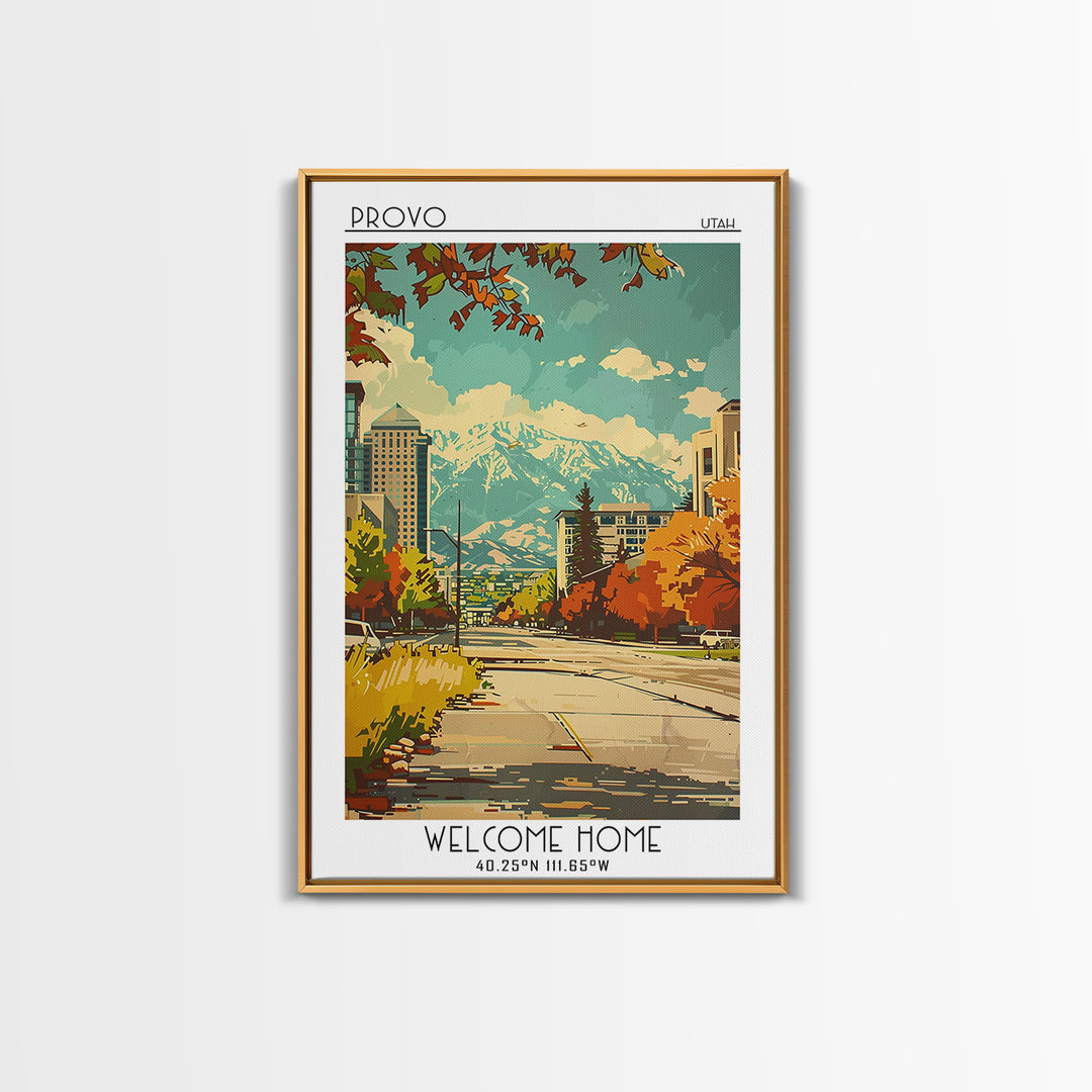 Provo Utah Travel Poster, Framed Canvas Print, City Travel Poster, Vintage City Poster, Retro Travel Print, Poster Art, Travel Print