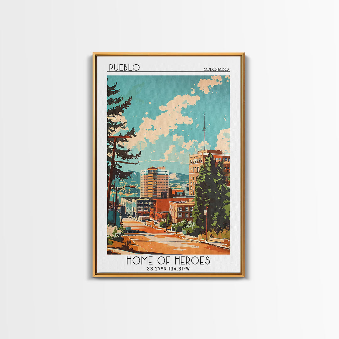 Pueblo Travel Poster, Canvas Print, City Travel Poster, Travel Wall Decor, Travel Posters, Landscape Art, Wanderlust Gift, Art Print