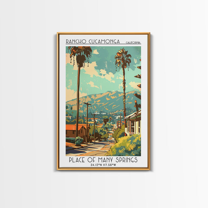 Rancho Cucamonga California Travel Poster, Framed Canvas Print, City Travel Poster, Vintage City Poster, Travel Prints, Travel Print