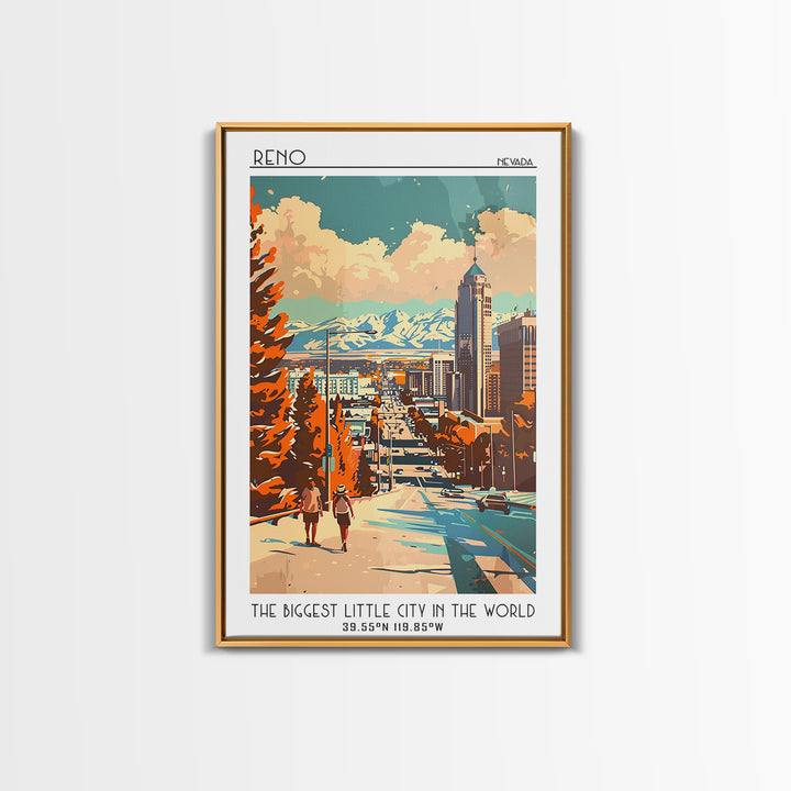 Reno Travel Poster, Framed Canvas Print, City Travel Poster, Vintage City Poster, Vintage Travel, Mid Century Wall Art, Poster Print