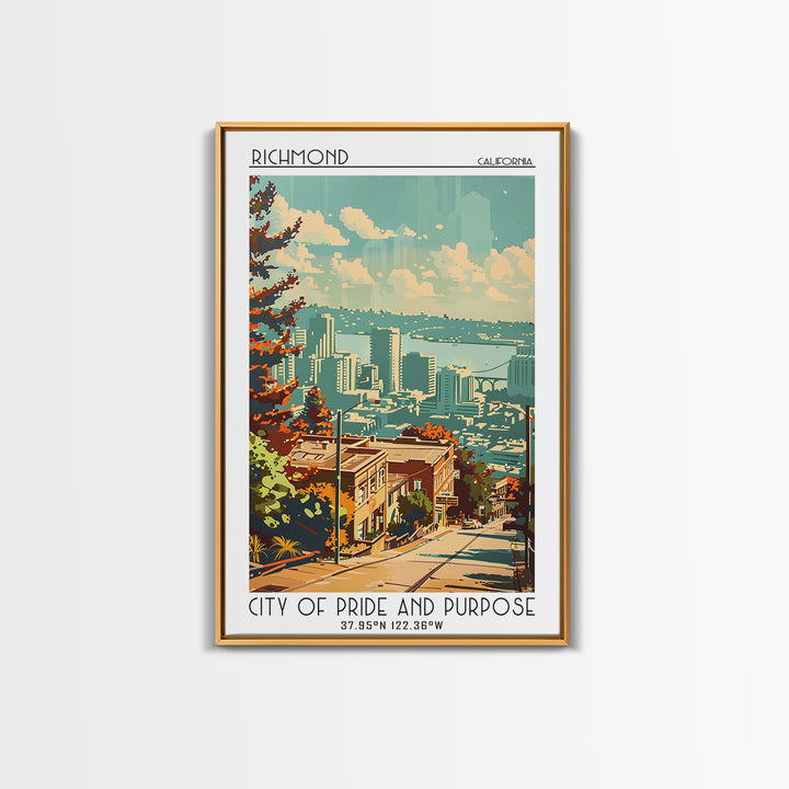 Richmond California Travel Poster, Canvas Print, Travel Wall Art, City Wall Art, Home Office Decor, Minimalist Poster, Landscape Art