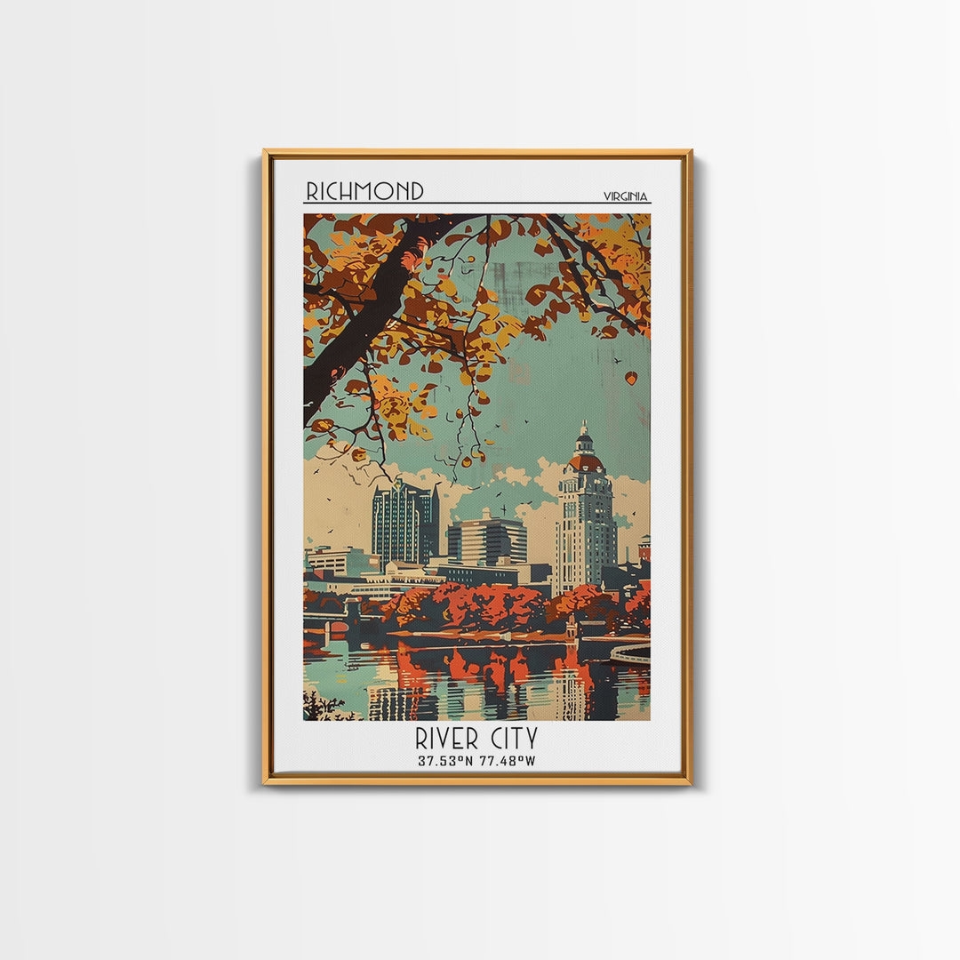 Richmond Virginia Travel Poster, Framed Canvas Print, City Art Print, Travel Wall Art, Travel Art Print, Poster Art, Vintage Posters