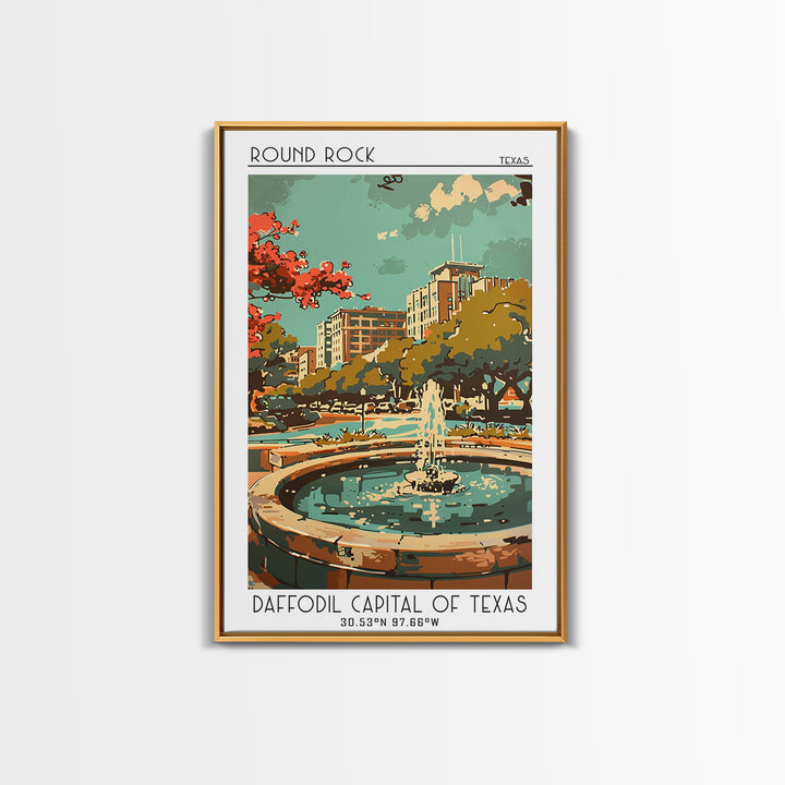 Round Rock Texas Travel Poster, Canvas Print, Travel Art Print, Modern Wall Decor, Travel Print, Retro Travel Poster, Retro Wall Art