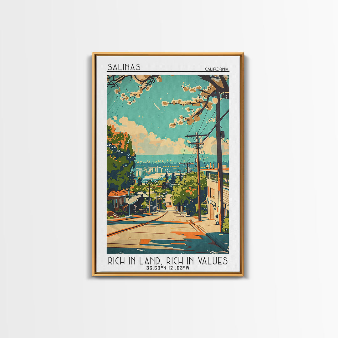 Salinas California Travel Poster, Canvas Print, Travel Prints, Landscape Art, Retro Travel Poster, Wanderlust Gift, Gallery Wall Set
