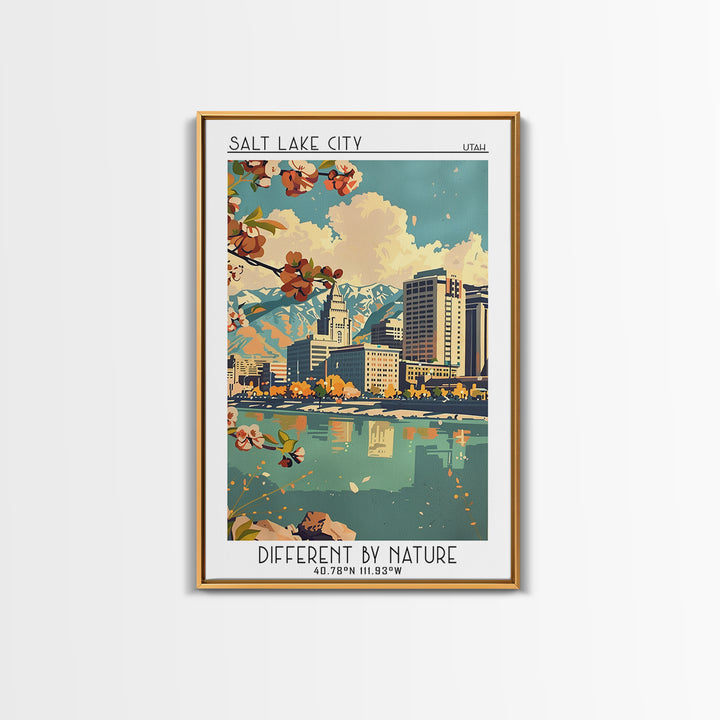 Salt Lake City Travel Poster, Canvas Print, City Travel Poster, Travel Wall Decor, Retro Wall Art, Minimalist Poster, Fine Art Print