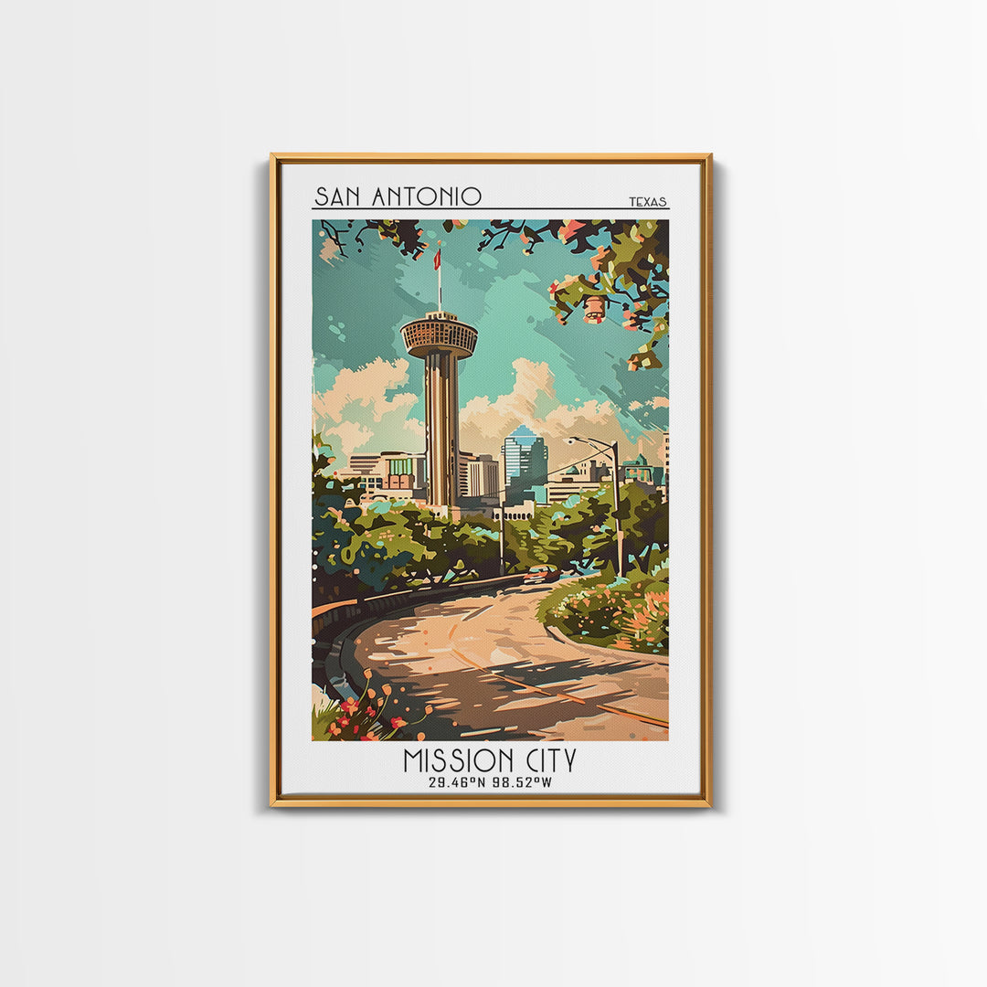 San Antonio Texas Travel Poster, Canvas Print, Retro Wall Art, Travel Print, Retro Travel Poster, Vintage Travel, City Travel Poster