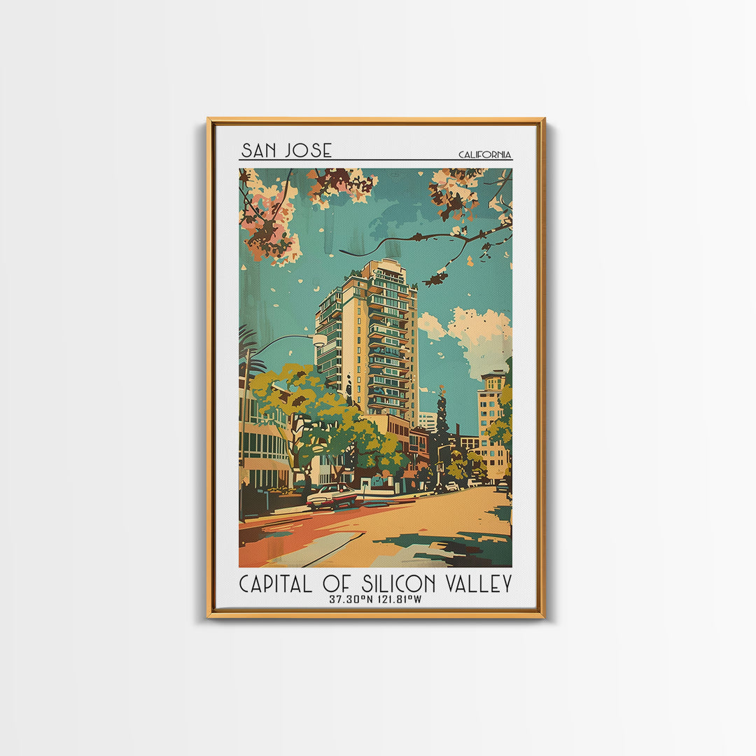 San Jose Travel Poster, Canvas Print, Travel Prints, Landscape Art, Travel Posters, Retro Wall Art, Retro Travel Print, Travel Decor
