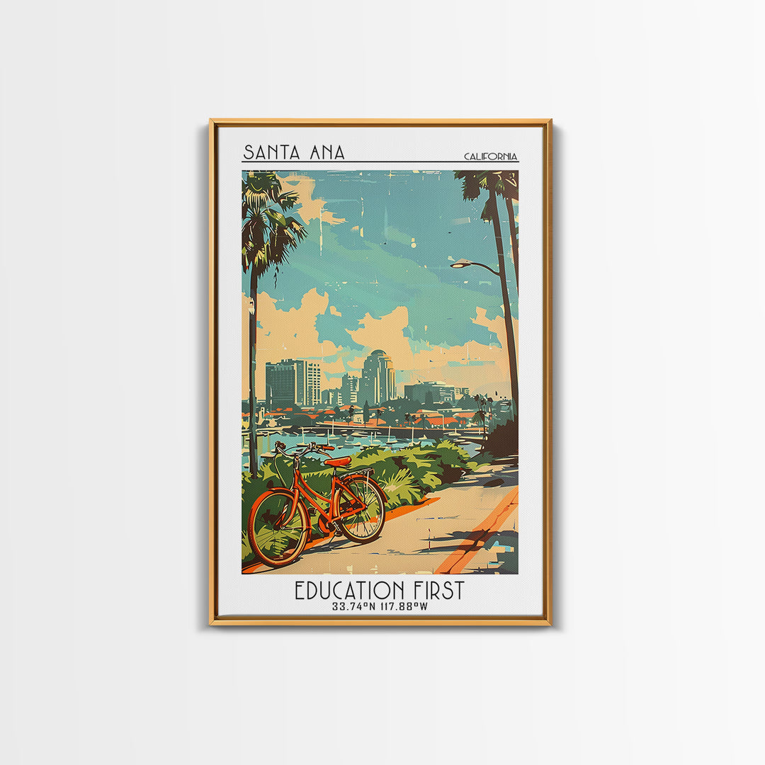 Santa Ana California Travel Poster, Framed Canvas Print, City Travel Poster, Travel Wall Decor, Minimalist Poster, City Illustration
