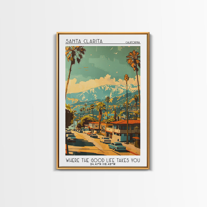 Santa Clarita California Travel Poster, Framed Canvas Print, City Travel Poster, Travel Wall Art, Home Decor, Travel Decor, Wall Art