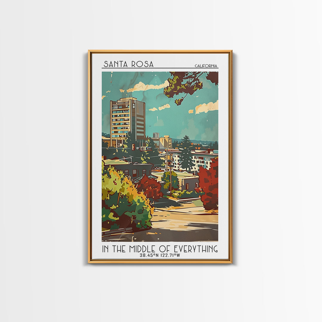 Santa Rosa Travel Poster, Canvas Print, Travel Wall Decor, Minimalist Poster, Poster Art, Travel Prints, Wall Art, City Illustration