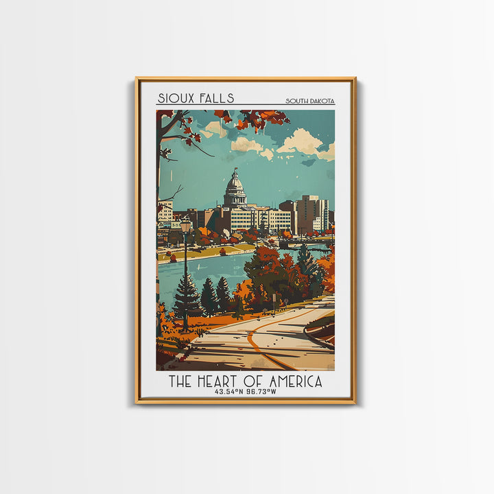 Sioux Falls South Dakota Travel Poster, Canvas Print, City Travel Poster, Travel Wall Decor, Retro Travel Print, Retro Travel Poster