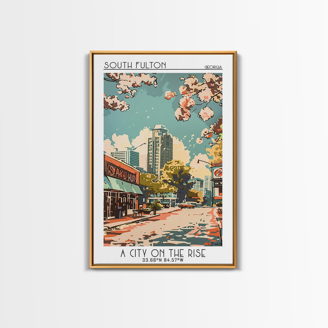 South Fulton Travel Poster, Framed Canvas Print, Vintage Travel Print, City Wall Art, Poster Print, Mid Century Wall Art, Poster Art