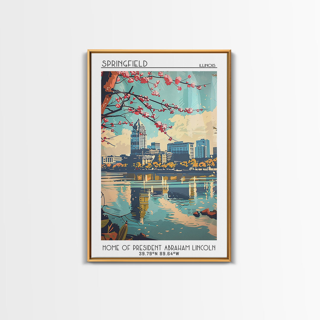 Springfield Travel Poster, Framed Canvas Print, City Travel Poster, Travel Wall Decor, Travel Prints, Travel Decor, Gallery Wall Set