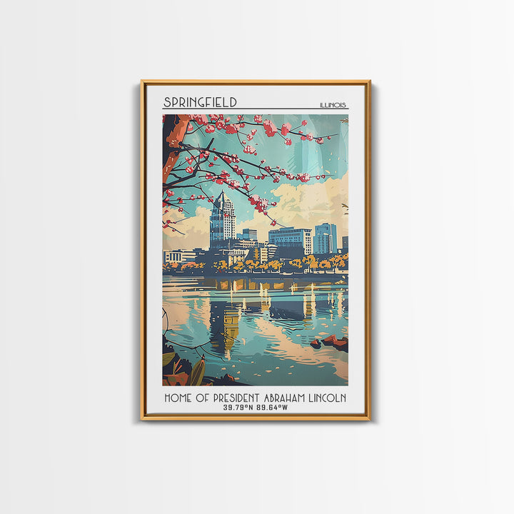 Springfield Travel Poster, Framed Canvas Print, City Travel Poster, Travel Wall Decor, Travel Prints, Travel Decor, Gallery Wall Set