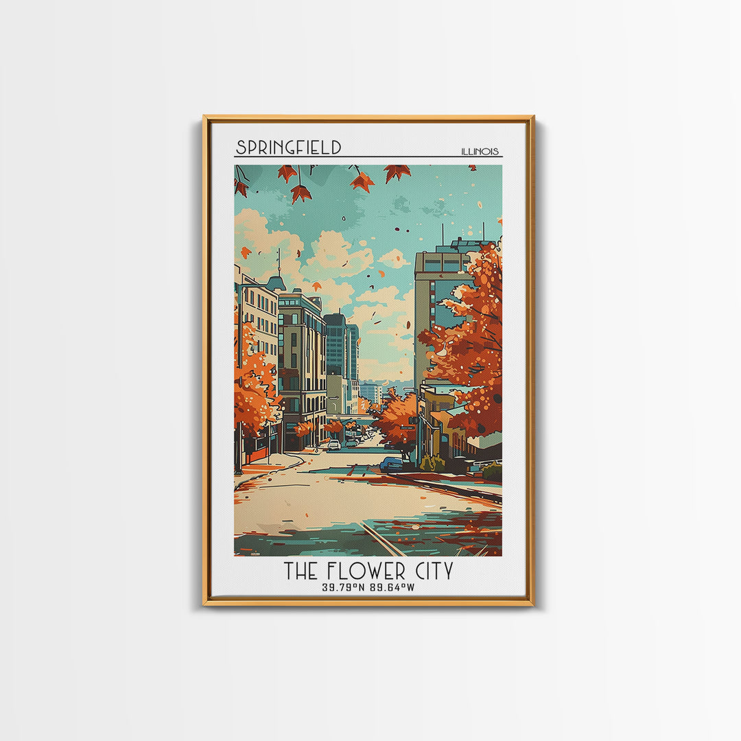 Springfield Illinois Travel Poster, Canvas Print, Vintage Travel Print, City Wall Art, Living Room Wall Art, Wall Art, Travel Prints