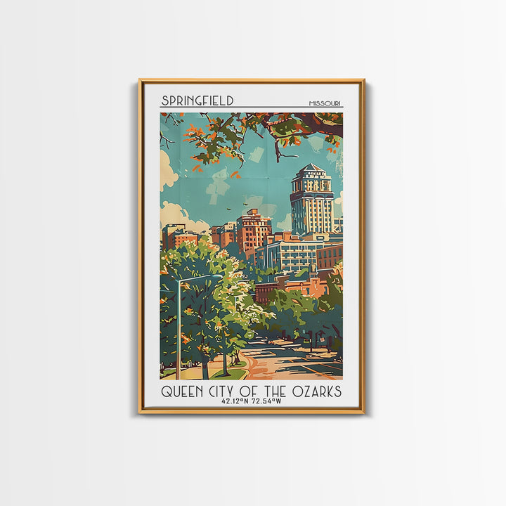 Springfield Missouri Travel Poster, Canvas Print, City Art Print, Travel Wall Art, Wall Art, Travel Wall Decor, Living Room Wall Art