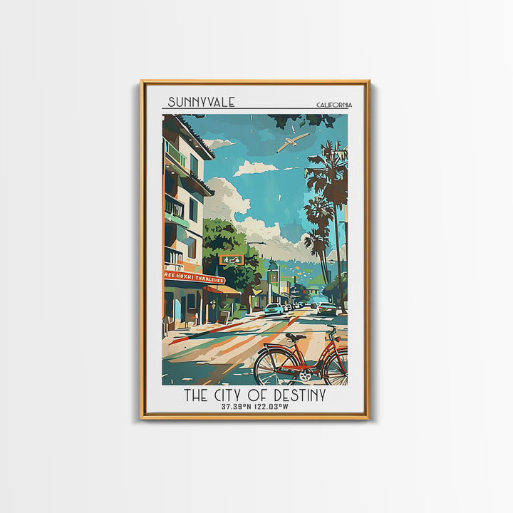 Sunnyvale California Travel Poster, Canvas Print, Retro Travel Poster, City Wall Art, Travel Posters, Retro Wall Art, City Art Print
