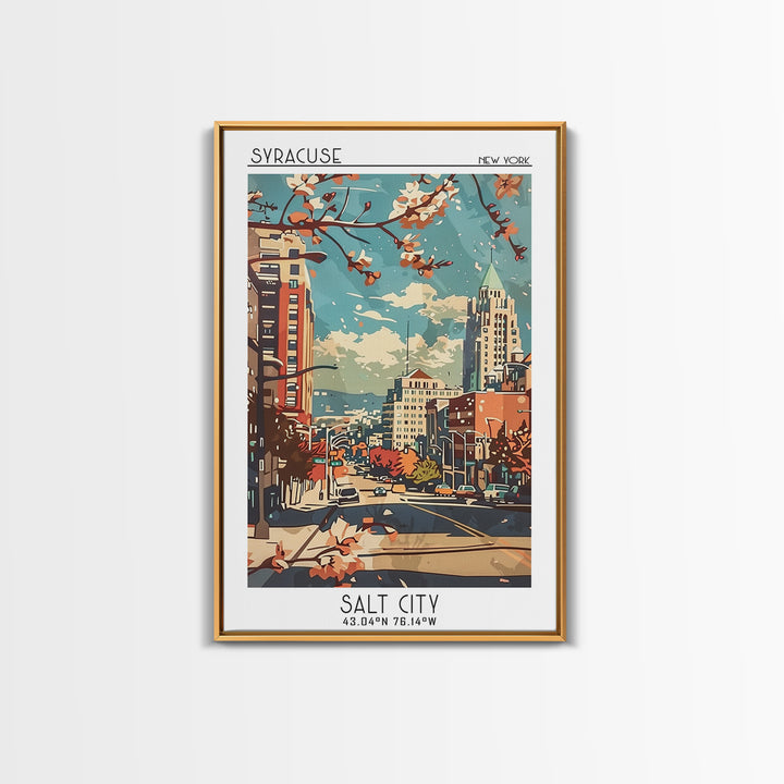 Syracuse Travel Poster, Framed Canvas Print, City Travel Poster, Travel Wall Decor, Gallery Wall Set, Watercolor Cityscape, Wall Art