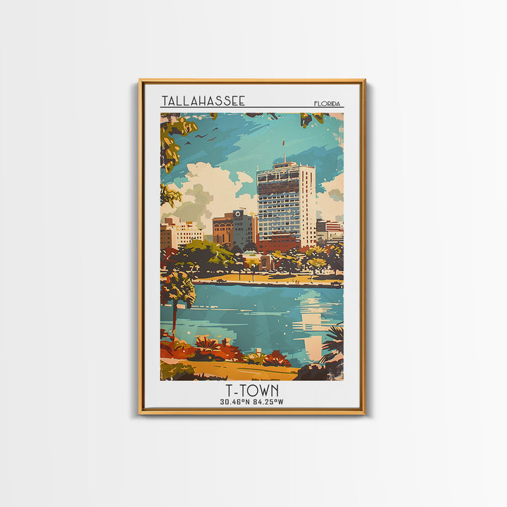 Tallahassee Florida Travel Poster, Framed Canvas Print, Travel Art Print, Modern Wall Decor, City Travel Poster, Retro Travel Poster