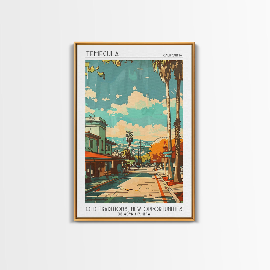 Temecula Travel Poster, Framed Canvas Print, City Art Print, Travel Wall Art, Travel Decor, Wanderlust Gift, Travel Print, Art Print